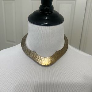 Elegant Gold tone brass Hammered Necklace